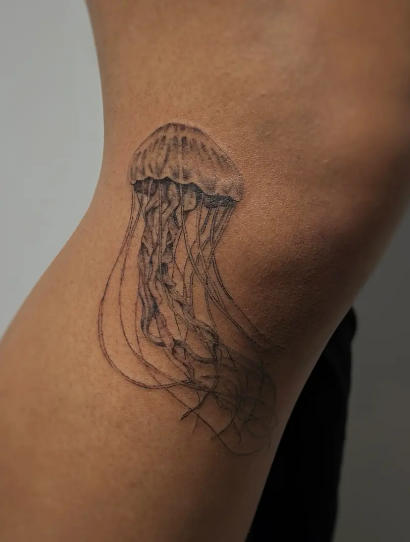Jellyfish tattoo on an upper arm